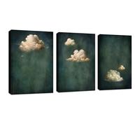 FajerminArt 3Pcs Nuages verts foncés et blancs Tableau Décoration Murale Salon Abstrait Impression sur Toile Image sur Toile Peintures sur Toile Décoration Murale pour Salon Chambre 30x40cmx3pcs