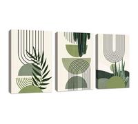 FajerminArt 3Pièces Moderne Esthétique Vert Plante Tableau Décoration Murale Salon Impression sur Toile Boho Image sur Toile Peintures sur Toile Décoration Murale pour Chambre Maison Bain 30x40cmx3pcs