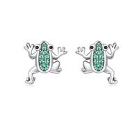 Fajeweller Boucles d'oreilles en argent sterling 925 hypoallergéniques en forme de grenouille avec zircone verte Cadeau pour femme fille enfant