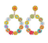 Fajewellery Bohémiennes Boucles d'oreilles colorées perles résine cercle rond coloré Hoop pendentif boucle d'oreille pour femme