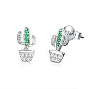 Fajewellery Boucles d'oreilles cactus en argent sterling 925 avec zircon vert pour femme et fille