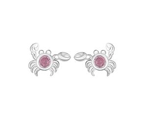 Fajewellery Boucles d'oreilles crabe en argent sterling 925 avec zircon rose animaux marins bijoux cadeaux pour enfants filles femmes
