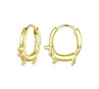 Fajewellery Boucles d'oreilles créoles pour femme - Boucles d'Oreilles Teckel en Argent 925 - Cadeau pour femme (Or/argent)