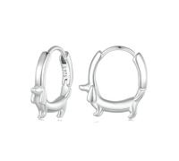 Fajewellery Boucles d'oreilles créoles pour femme - Boucles d'Oreilles Teckel en Argent 925 - Cadeau pour femme (Or/argent)