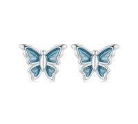 Fajewellery Boucles d'oreilles papillon bleu en argent sterling 925 pour filles