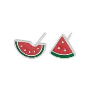 Fajewellery Boucles d'Oreilles Pastèque en Argent 925 | Petite,Asymétriques,Émail Fruit,Cadeau Femme Fille