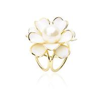 Fajewellery Écharpe Bijoux Foulard Alliage Boucle Anneau Camélia Fleur Perle Strass Broche pour les Femmes