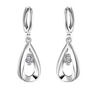 Fajewellery Femme 925 Plaqué Argent Zircone Cubique Longue Boucles d'oreilles