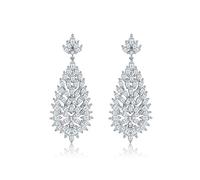 Fajewellery Grandes boucles d'oreilles pendantes pour mariée avec zircone en forme de goutte d'eau