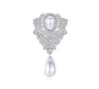 Fajewellery Mode Fleur de lys incrusté Alliage de Zirconium Broche Suspendu Femme Fille Accessoires