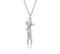 Fajewelry Câlins Couple Pendentif collier 925 argent sterling Câlins Collier cadeaux d'anniversaire pour vous et lui dames hommes (Argent)