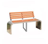 FAJNUZI2024 Banquette Jardin Banc de Parc d'extérieur avec Dossier en Acier Inoxydable, Assise en Bois Marron siège de Jardin
