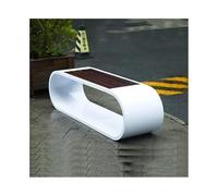 FAJNUZI2024 Banquette Jardin Banc d'extérieur en Acier Inoxydable Zigzag avec Assise en Bois, Blanc siège de Jardin(Grand)