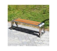FAJNUZI2024 Banquette Jardin Chaise de Parc irrégulière sans Dossier, Banc d'extérieur, Cadre en Acier Inoxydable, Plaque d'assise en Bois, Zone de Repos siège de Jardin(Grand)