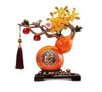 FAJNUZI2024 Bonsaï en Cristal Arbre à Argent en Cristal avec Ornement de Gourde, décoration Feng Shui for Salon, Cristaux Reiki Porte-Bonheur Décor d'arbre de Pierres précieuses(Orange)