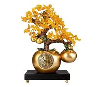 FAJNUZI2024 Bonsaï en Cristal Arbre en Cristal de Citrine Bonsaï Kaki Fortune avec Base Reiki Chance Richesse d'argent Cadeaux Décor d'arbre de Pierres précieuses(Gold)