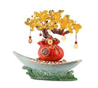 FAJNUZI2024 Bonsaï en Cristal Arbre Porte-Bonheur en Citrine, décoration de Table Feng Shui for la Maison, Richesse et prospérité Décor d'arbre de Pierres précieuses(Red)
