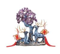 FAJNUZI2024 Bonsaï en Cristal Décoration d'arbre de Fortune en Cristal, avec Ornement Refroidisseur à vin d'entrée Salon cerf Décor d'arbre de Pierres précieuses(Purple)