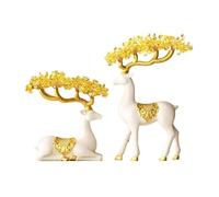 FAJNUZI2024 Bonsaï en Cristal Décoration d'arbre en Cristal représentant Un cerf jumeau, Ornement de Bureau Feng Shui for la Maison Décor d'arbre de Pierres précieuses(Blanc)