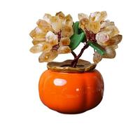 FAJNUZI2024 Bonsaï en Cristal Natural Yellow Amethyst Shaking Money Fortune Tree Attracting Wealth Ornaments Living Room Desk Crystal Décor d'arbre de Pierres précieuses(Yellow)