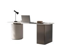 FAJNUZI2024 Bureau de Jeu Bureau Moderne en Ardoise Stable Rock avec Station de Charge et Meuble Rangement Rond(M)