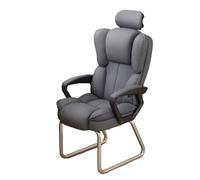 FAJNUZI2024 Chaise de Bureau Chaise de Bureau à Dossier Haut en Cuir PU, Chaise de réception latérale de Direction Souple avec Base Luge argentée, sans Roues Fauteuil de Bureau(Grigio)