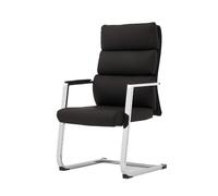 FAJNUZI2024 Chaise de Bureau Chaise de Bureau Ergonomique à Dossier Moyen, Finition métallique chromée, sans roulettes, for Bureau à Domicile Fauteuil de Bureau(Noir)