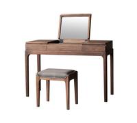 FAJNUZI2024 Coiffeuse avec tiroirs Vanité de Maquillage en Bois Massif Noyer Noir, Bureau d'ordinateur Multifonctionnel, Conception à Dessus Rabattable