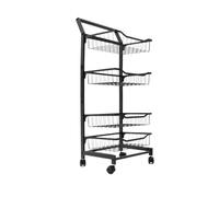 FAJNUZI2024 Îlot Roulant pour Cuisine Double accoudoir avec Support de Rangement Multicouche à roulettes, Stockage collations, Petit Chariot, Mobile, au Sol for Cuisine et Chambre Coucher