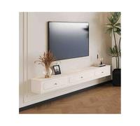 FAJNUZI2024 Meuble TV Suspendu Meuble TV Flottant, élégant Centre de Divertissement Mural Vintage avec Rangement, Console TV Flottante avec 1 Armoire et 2 tiroirs Meuble TV Mural(Blanc,180x24x20cm)