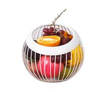 FAJNUZI2024 Panier à fruits Panier à fruits en fer panier creux métal forme de boule créative salon rangement domicile comptoir légumes bol service Étagère murale(Blanc)