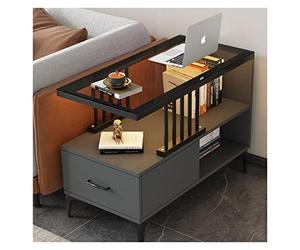 FAJNUZI2024 Table Basse Nightstand with Storage Shelf, End Table, Side with Drawers Cabinet for Small Spaces Bedroom, Living Room,Sofa Meuble de Salon(Noir)