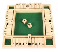 FaJoek Shut The Box 4 Joueurs, Fermez la boîte Jeu de Flop à Quatre Faces, Jeu en Bois Boîte Fermée, Boite de Jeux de Société en Bois Éducatif, avec 2 Dés (Vert)