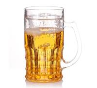 Fake Beer Glasses,400ml Double Layer Funny Beer Glasses,Fake Double Fake Beers Mug With Mezzanine,Plastic Fake Double Beer Mugs With Handles,Realistic Prank Cup For Bars Beverages