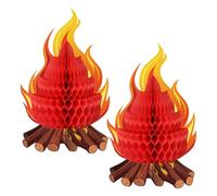Fake Flame Realistic 3D Cardboard Fire Pit Party Centerpiece | Fake Flame Cardboard Centerpiece Adds A Fun Fire-Inspired Accent Without Real Heat Or Flames | 3D Fire Pit Decor For Parties,
