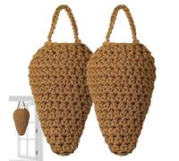 Fake Hornets Nest - Crochet Cotton 2Pcs 7.87x12.6 | Outdoor Faux Wasp Nest Decoy with Hanging Hook, Territorial, Weatherproof Protection | Realistic Cotton Hangable Eaves, Yard