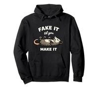 Fake It Till You Make It Funny Ironic Gen Z Meme Rat Citation Sweat à Capuche