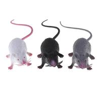 Fake Mouse 3PCS 1,7x8,7 pouce faux rat de souris réaliste effrayante avec un rat en plastique en PVC polyvalent à longue queue pour des trucs de farce, des jouets de chat, une fausse souris