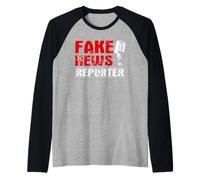 Fake News Reporter | Funny Defund The Fake Media Manche Raglan