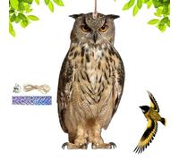 Fake Owl Decoy Bird Scarecrow Sculpture | Rotating Head Owl | Decorative