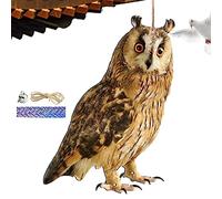 Fake Owl Decoy Bird Scarecrow Sculpture | Rotating Head Owl | Decorative