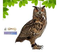 Fake Owl Decoy Bird Scarecrow Sculpture | Rotating Head Owl | Decorative Scarer Pendant with Bell- Fake Bi-RD Scare Device | Waterproof Patio Balcony Garden Decorations