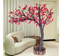 Fake Plum Blossom Tree, Realistic Artificial Red Flower Large Floor Simulation Plant for Home Office Festival Decoration(3.5M)
