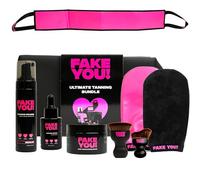 Fake You! Kit Autobronzant Tout-en-Un - Comprend Mousse Autobronzante, Gouttes Autobronzantes, Applicateur Dos, Gant Exfoliant et Gants Autobronzants - Parfait pour un Bronzage Sans Traces