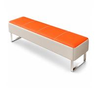 Fakednss Banc De Zone D'attente Rembourré, Banquette De Réception en Simili Cuir sans Dossier, pour Salon De Coiffure, Spa, Bureau, Clinique(Orange-Gray,80 x 40 x 40 cm)