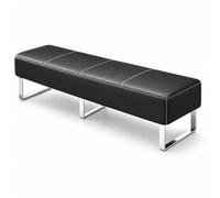 Fakednss Banc De Zone D'attente Rembourré, Banquette De Réception en Simili Cuir sans Dossier, pour Salon De Coiffure, Spa, Bureau, Clinique(Black,200 x 40 x 40 cm)