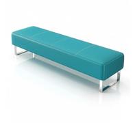 Fakednss Banc De Zone D'attente Rembourré, Banquette De Réception en Simili Cuir sans Dossier, pour Salon De Coiffure, Spa, Bureau, Clinique(Light-Blue,100 x 40 x 40 cm)