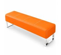 Fakednss Banc De Zone D'attente Rembourré, Banquette De Réception en Simili Cuir sans Dossier, pour Salon De Coiffure, Spa, Bureau, Clinique(Orange,80 x 40 x 40 cm)