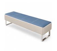 Fakednss Banc De Zone D'attente Rembourré, Banquette De Réception en Simili Cuir sans Dossier, pour Salon De Coiffure, Spa, Bureau, Clinique(Blue-Gray,100 x 40 x 40 cm)