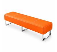 Fakednss Banc De Zone D'attente Rembourré, Banquette De Réception en Simili Cuir sans Dossier, pour Salon De Coiffure, Spa, Bureau, Clinique(Orange,180 x 40 x 40 cm)